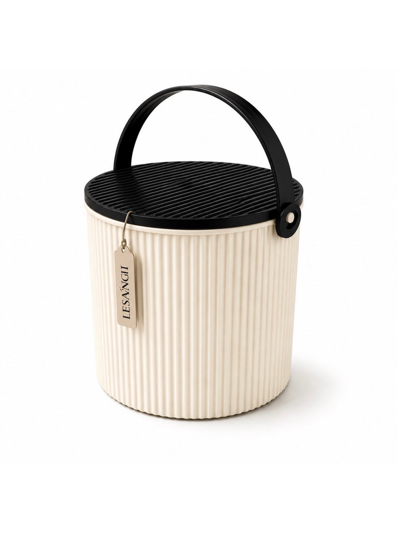 Ribbed storage bucket with Lid